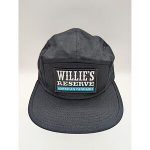 Willie's Reserve American Cannabis Black Five Panel Camp Hat Cap Flat Bill OTTO